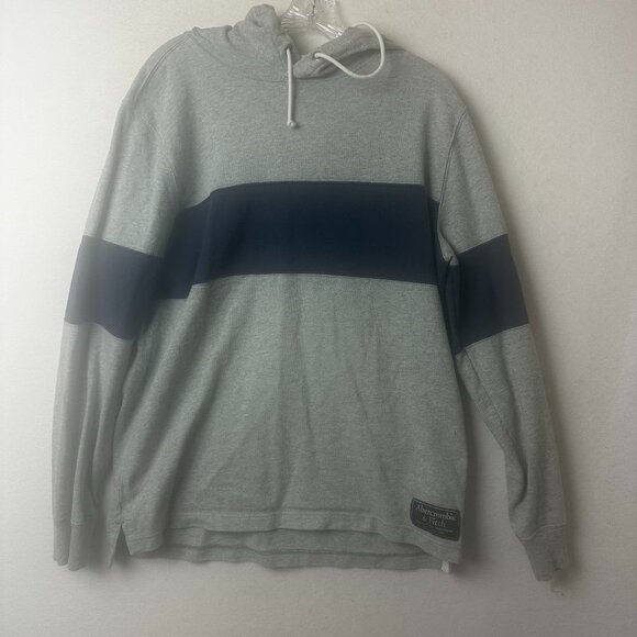 VINTAGE Abercrombie Men Sweatshirt XL Gray Rugby Cloth Hoodie Y2K - Picture 1 of 5